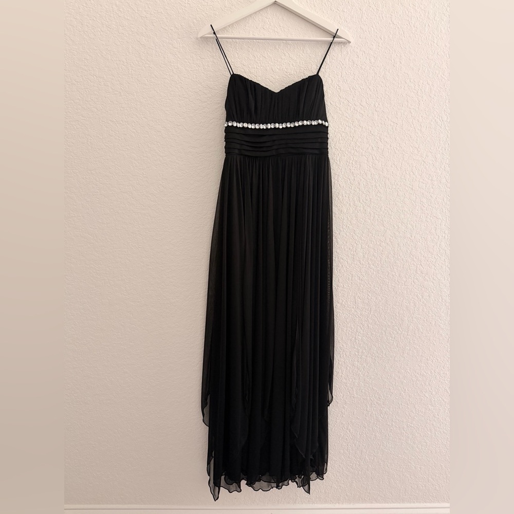 GII Chic Black Maxi Dress | Crystal Beaded Bust Detail |Evening Gown